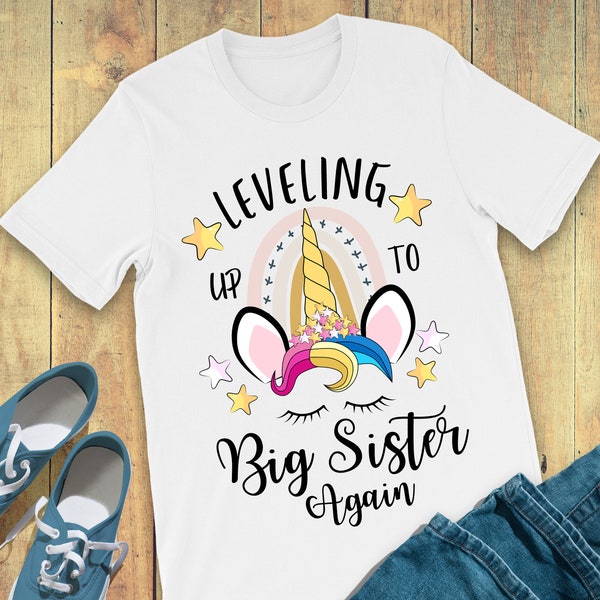 Baby Announcement Toddler Shirt,Big Sister AGAIN Shirt,Leveling Up To Big Sister,Promoted To Big Sister,Shirt for Big Sister