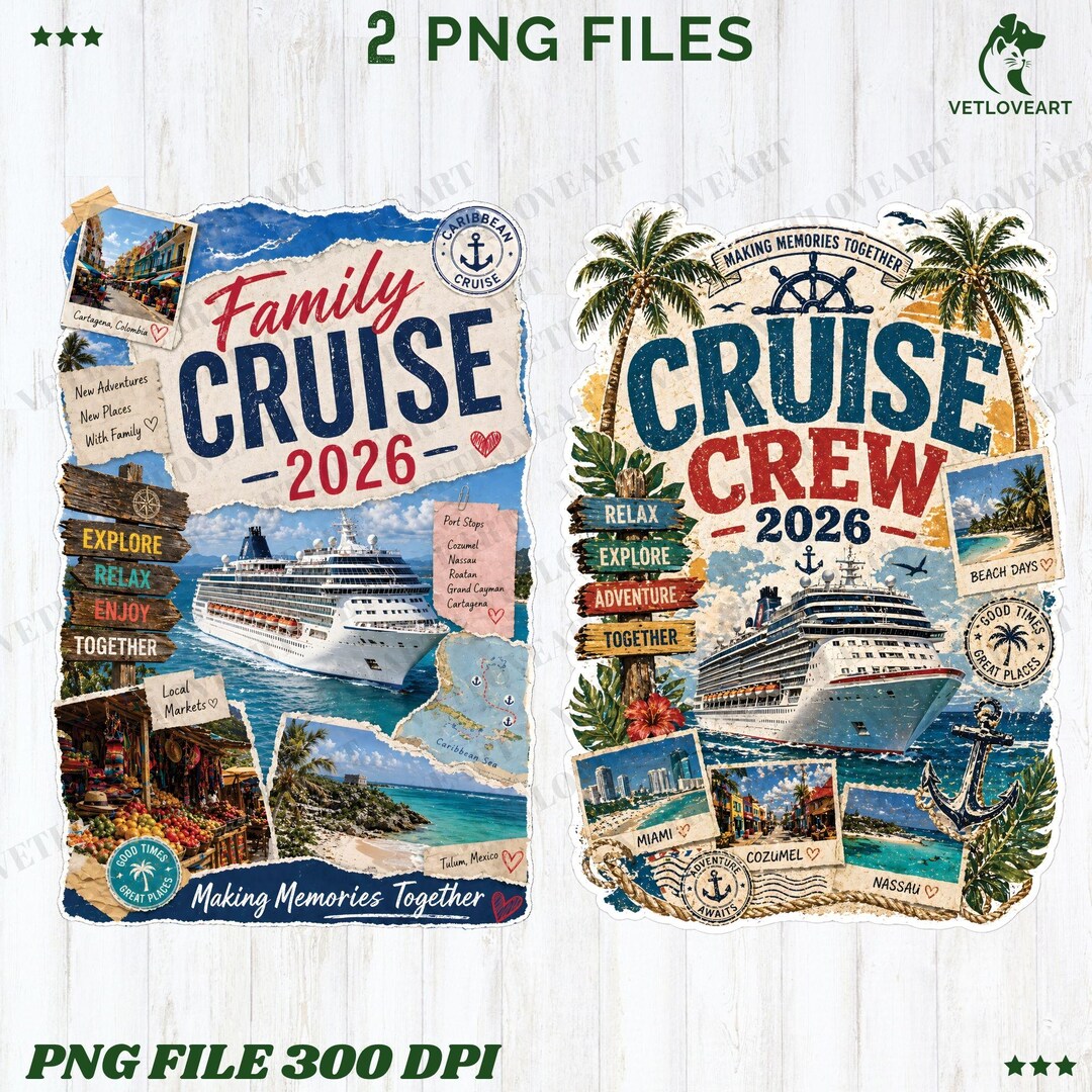 Family Cruise 2026 PNG Bundle, Cruise Crew Matching Shirts, Tropical ...