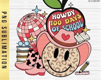 Howdy 100 Days of School PNG, Rodeo Cowgirl Design (Digital Download)
