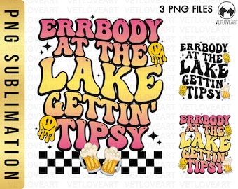 Retro Lake Gettin' Tipsy PNG: Summer Vacation Sublimation (Digital Download)