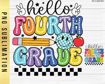 Retro Fourth Grade PNG: Back To School Sublimation (Digital Download)