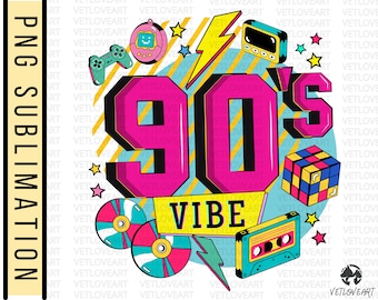 90s Vibes PNG: Retro Sublimation Design (Digital Download)