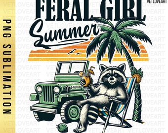 Ragazza selvaggia Summer Raccoon PNG: citazione divertente e sarcastica (download digitale)
