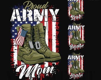 Proud Army Mom PNG: Personalized Family Design, 4th of July (Digital Download)