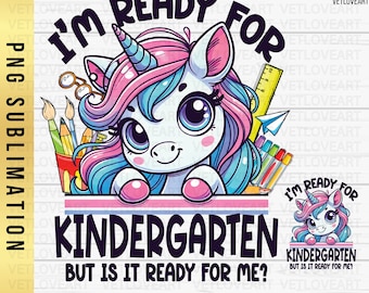 Kindergarten Unicorn PNG: Back To School-sublimatie (digitale download)