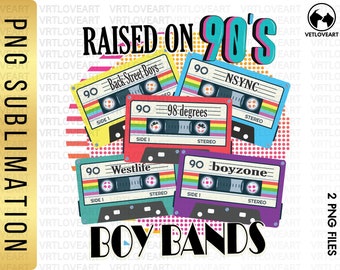 Cassette PNG de bandas de chicos de los 90: Diseño de música retro (descarga digital)