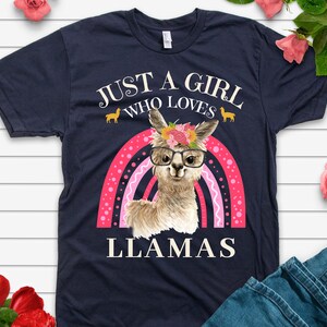 Lama T-Shirt, Just A Girl Who Loves Lamas T-Shirt, Lamas Lovers Girls Tshirt, Llama Geburtstag Mädchen, Lama Liebhaber Geschenke, Lama Niedlich