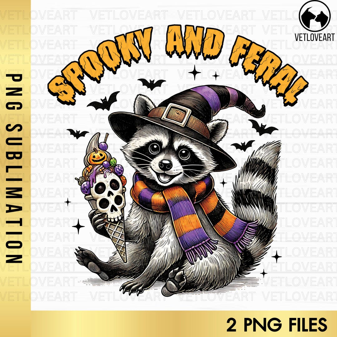 Spooky Raccoon PNG: Feral Trick or Treat, Halloween (digital Download ...