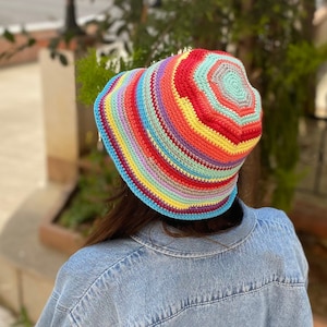 Crochet Bucket hat,Cottton summer hat, Boho Bucket for women, Beach hat,Summer hat,Handmade Bucket Hat image 1