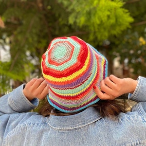 Crochet Bucket hat,Cottton summer hat, Boho Bucket for women, Beach hat,Summer hat,Handmade Bucket Hat image 2