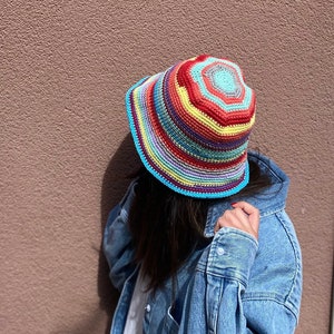 Crochet Bucket hat,Cottton summer hat, Boho Bucket for women, Beach hat,Summer hat,Handmade Bucket Hat image 3