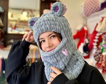 Extra Xlarge, Unisex Crochet Ski Mask or Balaclava in 