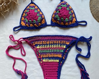 Two pieces Crochet Brazilian Bikini set,Crochet bikini set, Sexy bikini, Boho bikini,Beachwear, Festival bikini,Swimwear