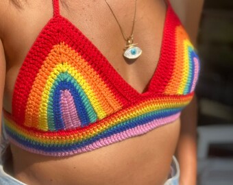 Handmade LGBTQ Pride Rainbow Crochet Crop Top