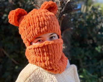 Knit Balaclava, Animal Balaclava, Ski Balaclava, Knit Handmade Hoodie, Teddy Bear Balaclava,Funny Balaclava,Man Woman custom order