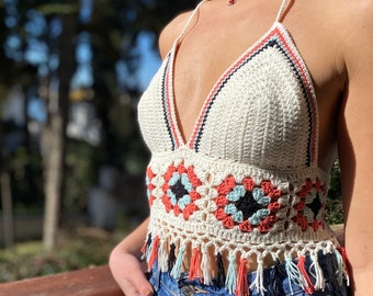 トップス Eaphi fringe crochet knit bustier anuke（アンヌーク）の「Fringe Knit Bustier（ニット/セーター
