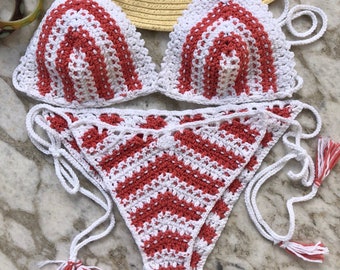 Ensemble bikini brésilien au crochet deux pièces, maillots de bain au crochet, bikini sexy, maillot de bain femme, vêtements de plage