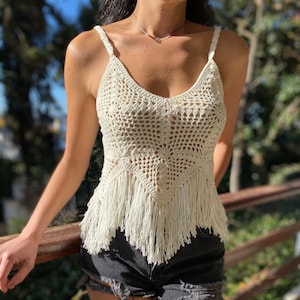 Fringed Crochet Crop Top,Crochet Tank Crop top,Festival Top, Bikini Top