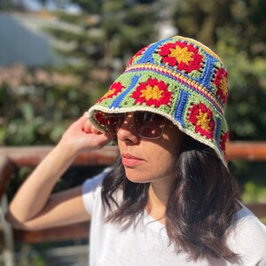 Crochet Bucket hat,Cottton summer hat,Boho Bucket for women, Beach hat,Summer hat,Handmade Bucket Hat image 2