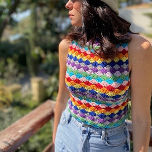 Colorful Crochet Crop Top, Halter Crop Top,Crochet Crop Top,Summer Crop Top,Boho top image 4