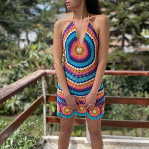 Colorful Crochet Summer Dress,Beach Dress, Summer Dress, Festival dress
