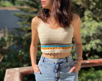 Crochet Crop Top, Crop Tank Top, Festival Clothing, Bohemian crop top,Deep V Tank Top