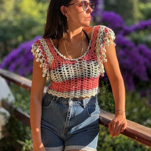 Crochet crop top, Summer Top, Handmade Crop Top image 5