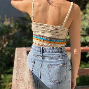 Crochet Crop Top, Crop Tank Top, Festival Clothing, Bohemian crop top,Deep V Tank Top image 4