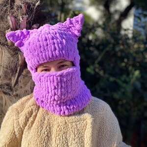 Knit Balaclava, Animal Balaclava, Ski Balaclava, Knit Handmade Hoodie, Helmet Cat Balaclava,Funny Balaclava,Man Woman custom order image 3