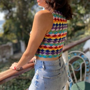 Colorful Crochet Crop Top, Halter Crop Top,Crochet Crop Top,Summer Crop Top,Boho top image 9