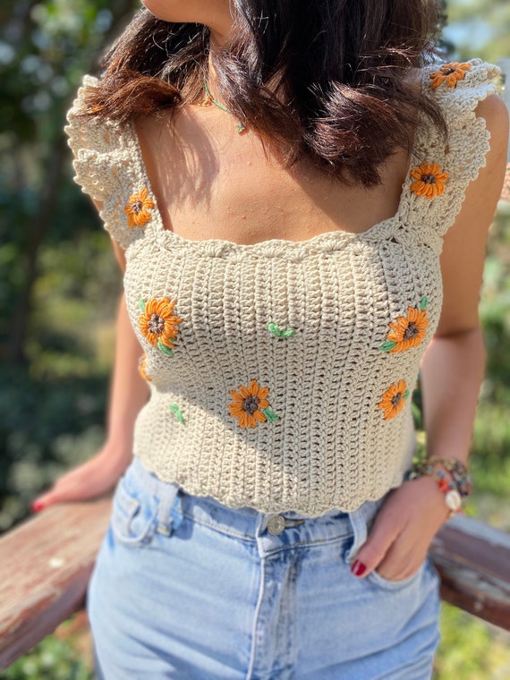 Crochet Crop Top in Shell Design - Holley Day