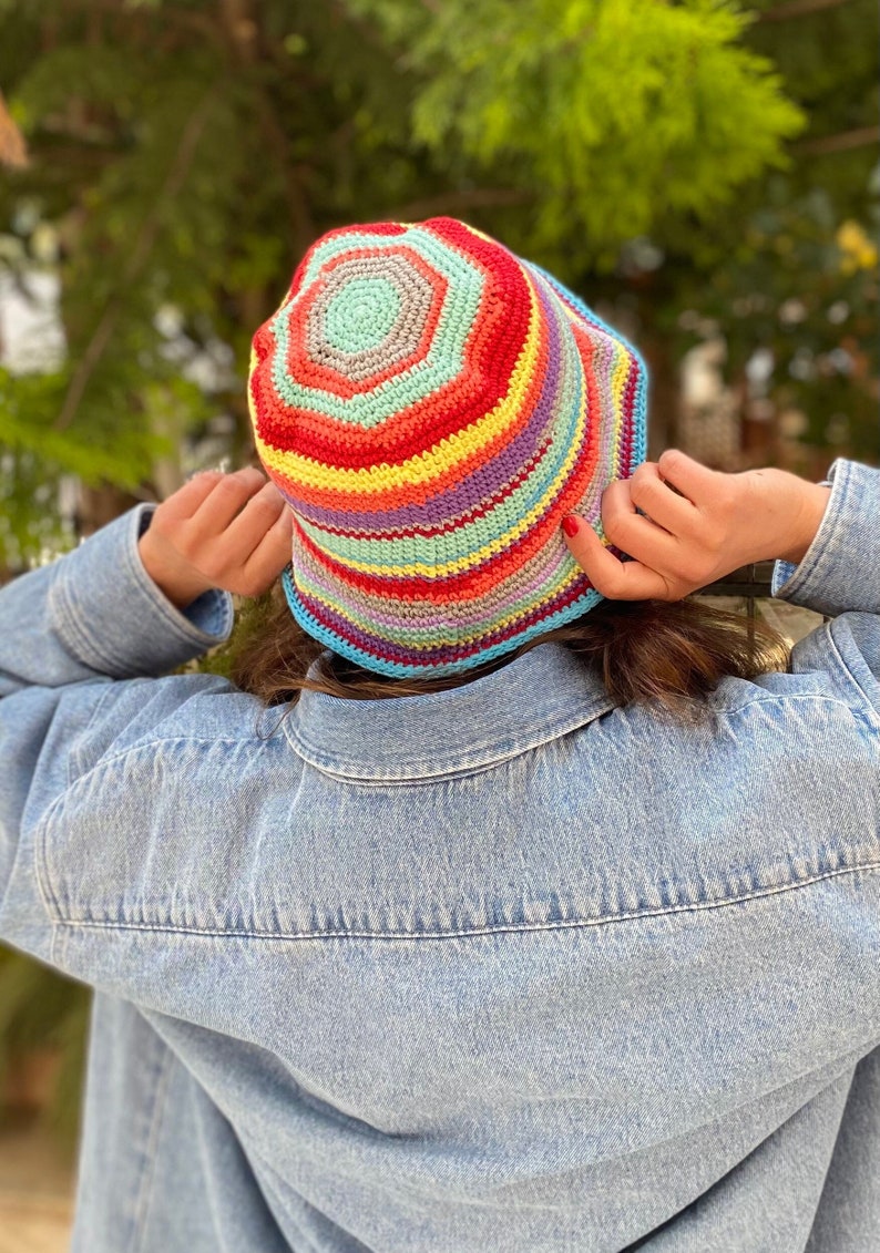 Crochet Bucket hat,Cottton summer hat, Boho Bucket for women, Beach hat,Summer hat,Handmade Bucket Hat image 2