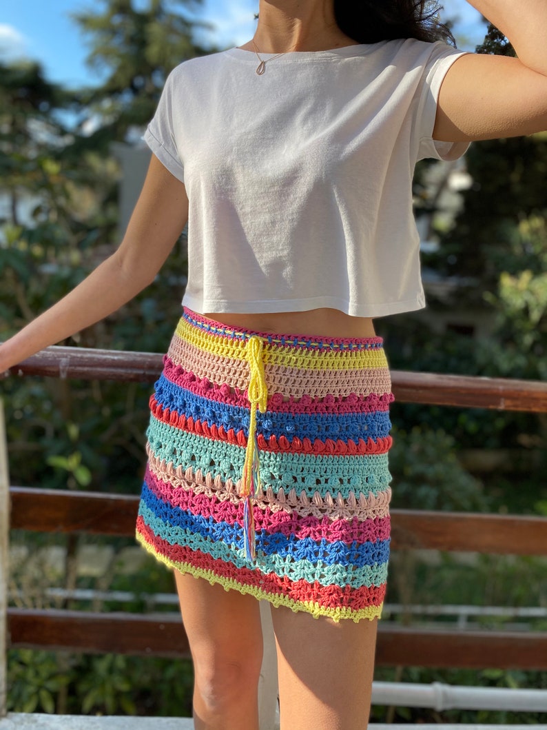 Colorful Crochet Mini SkirtCrochet Skirt Mini Crochet skirt image 3