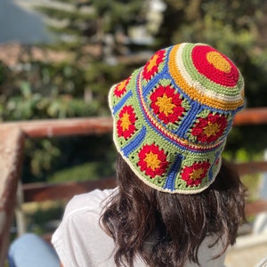 Crochet Bucket hat,Cottton summer hat,Boho Bucket for women, Beach hat,Summer hat,Handmade Bucket Hat image 6