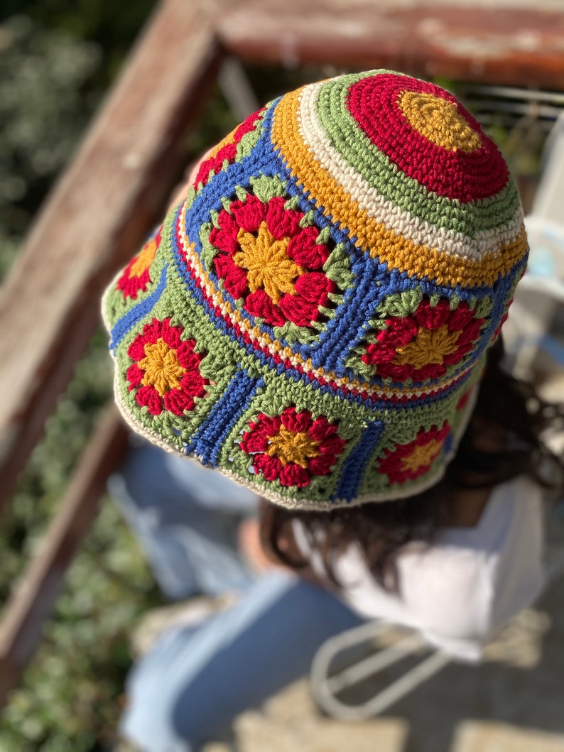 Crochet Bucket hat,Cottton summer hat,Boho Bucket for women, Beach hat,Summer hat,Handmade Bucket Hat image 8