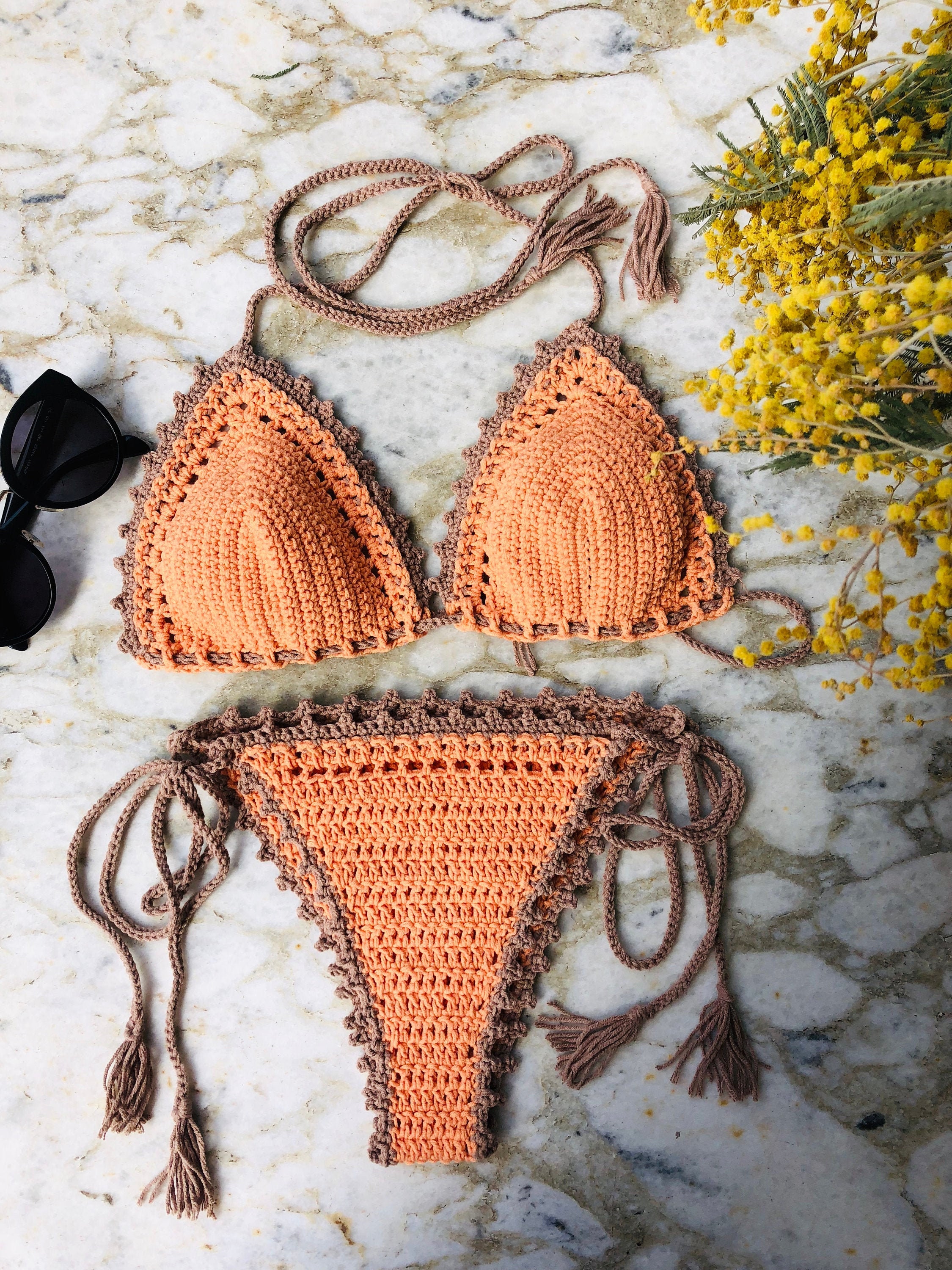 Two Pieces Crochet Brazilian Bikini Set, Crochet Swimsuit,crochet  Swimwear,sexy Bikini -  Finland