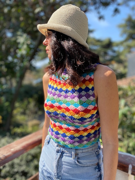 veeg of credit Colorful Crochet Crop Top Halter Crop Topcrochet Crop - Etsy Israel