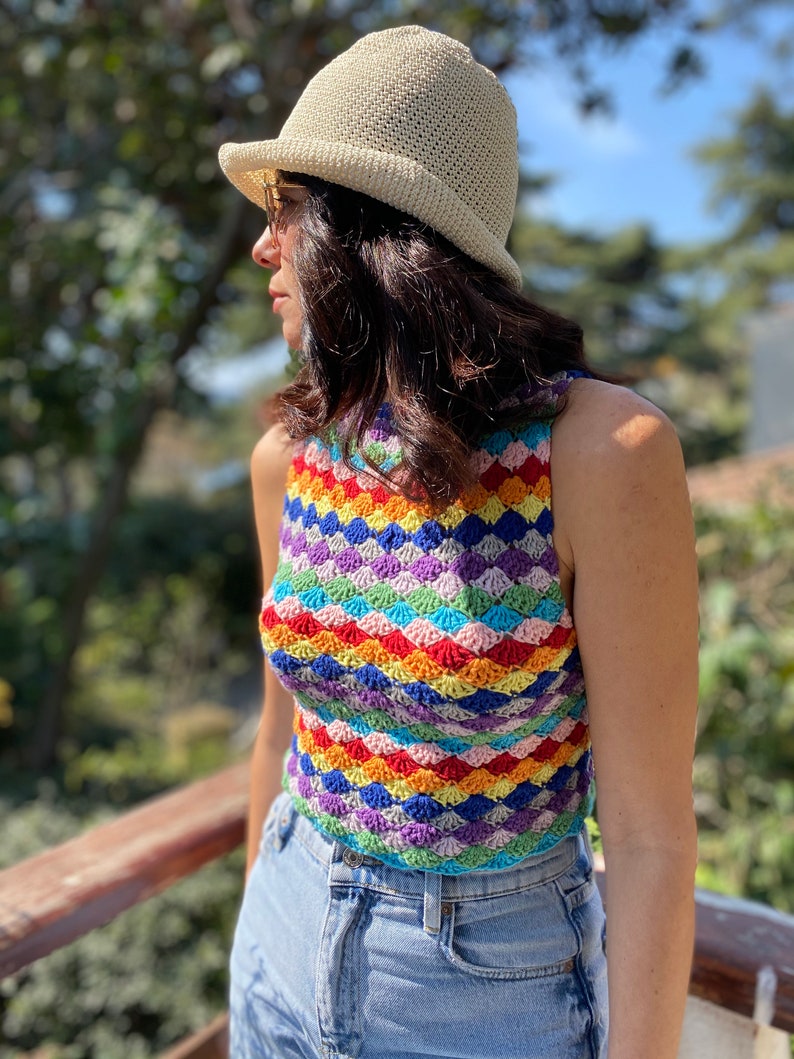 Colorful Crochet Crop Top, Halter Crop Top,Crochet Crop Top,Summer Crop Top,Boho top image 1