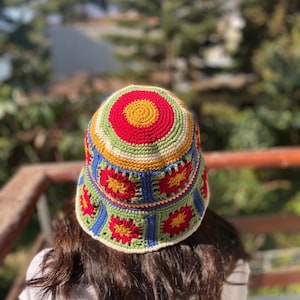 Crochet Bucket hat,Cottton summer hat,Boho Bucket for women, Beach hat,Summer hat,Handmade Bucket Hat image 9