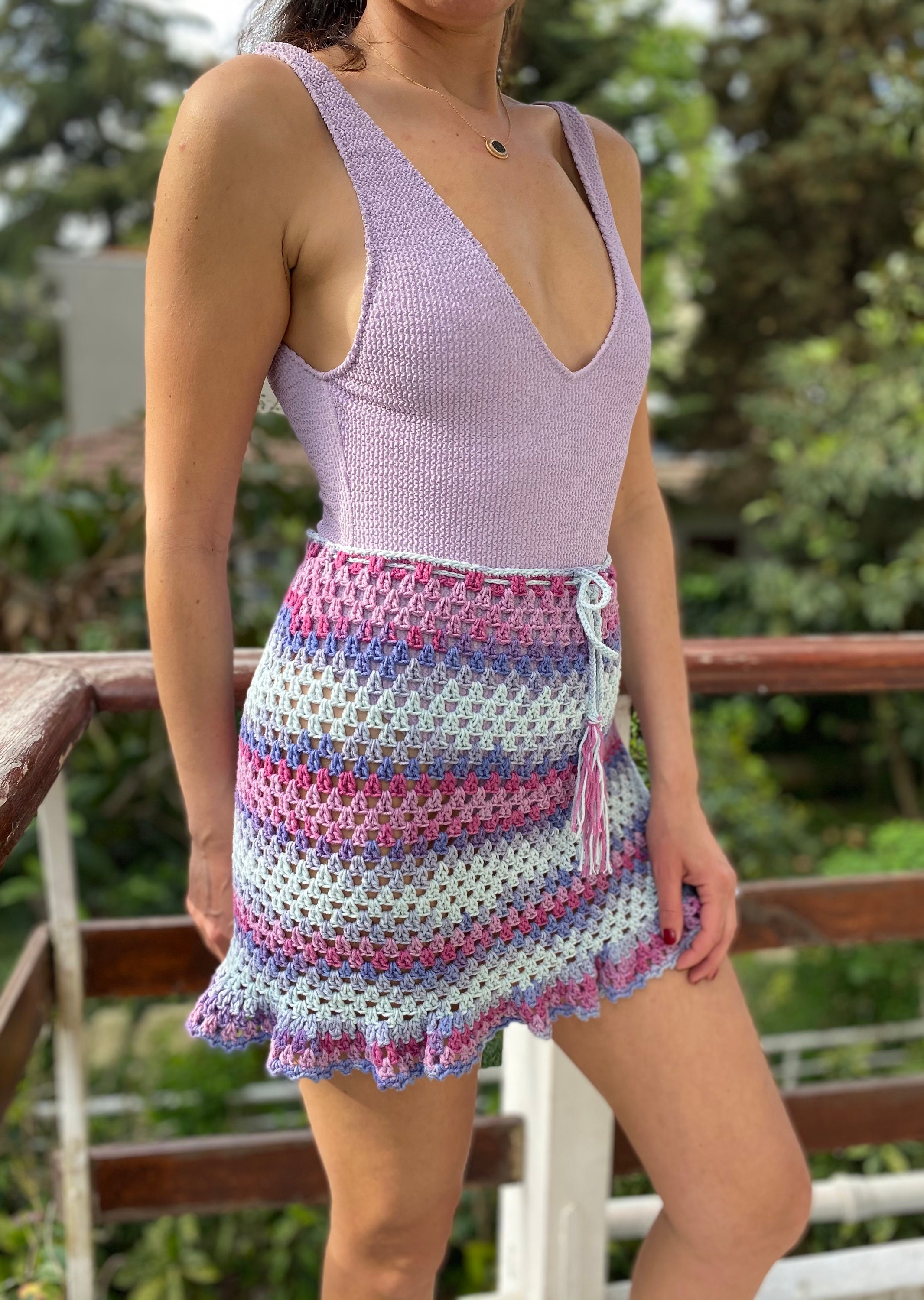 Colorful Crochet Mini Skirtcrochet Skirt Crochet Summer Etsy