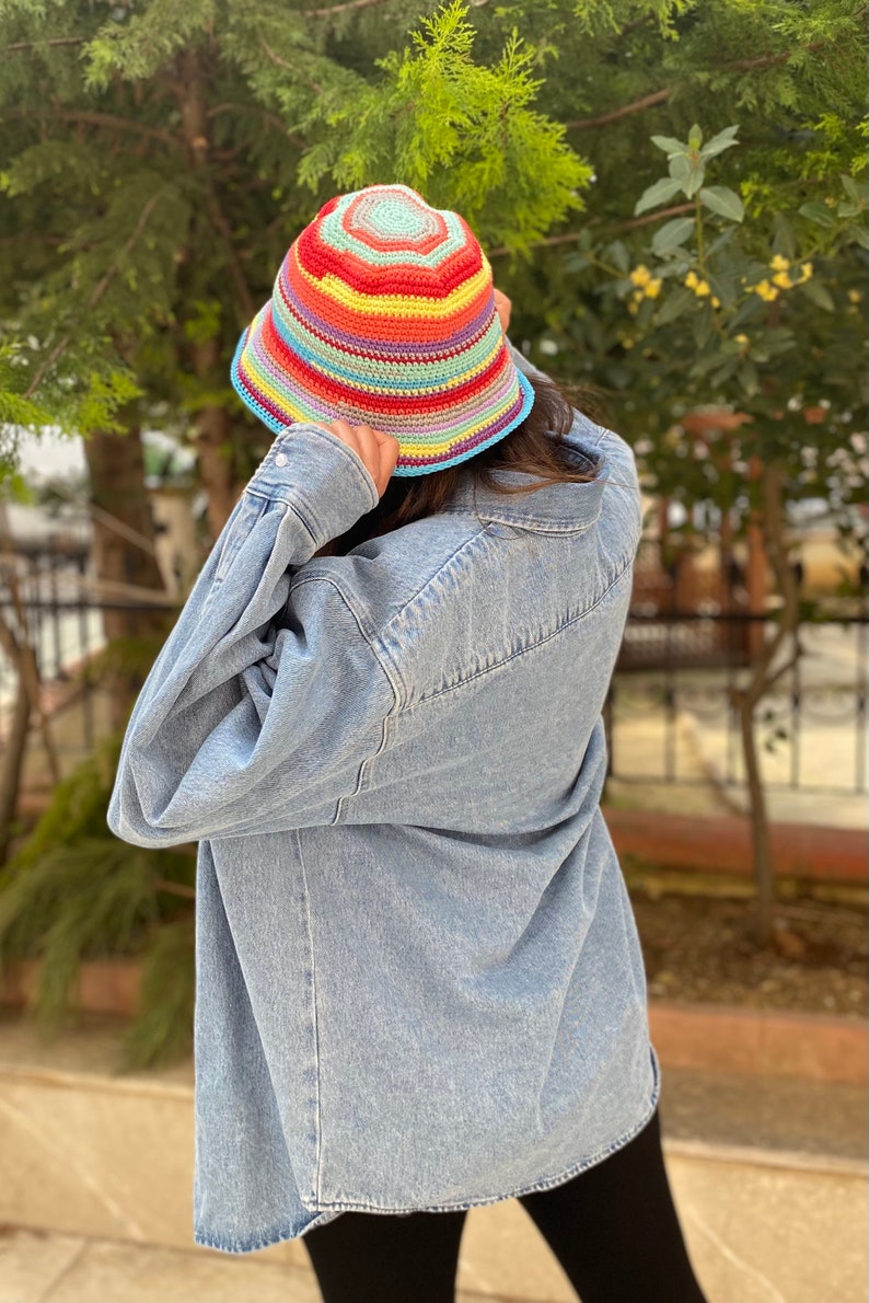 Crochet Bucket hat,Cottton summer hat, Boho Bucket for women, Beach hat,Summer hat,Handmade Bucket Hat image 5