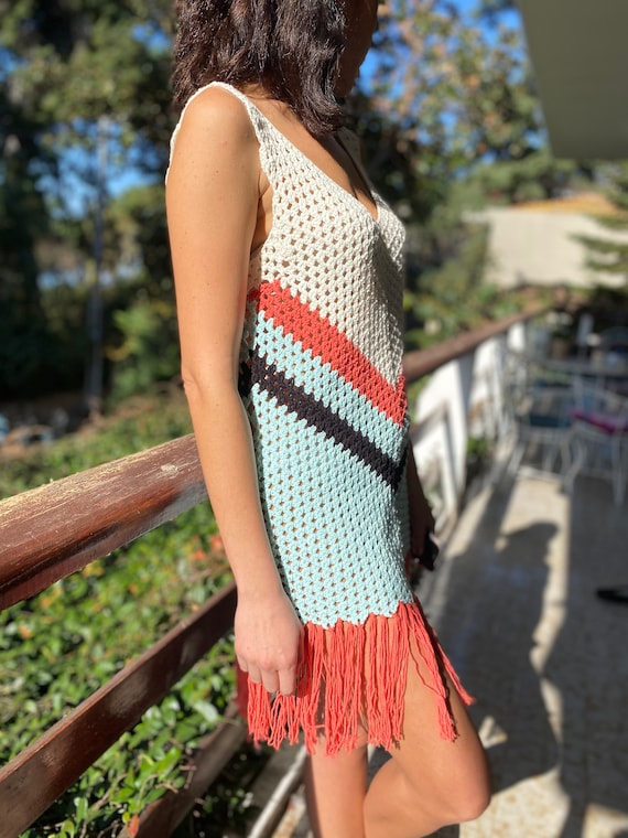 Crochet Fringe Summer Dress, Beach Cover-up, Festival Outfit - Etsy