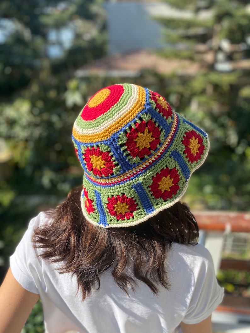 Crochet Bucket hat,Cottton summer hat,Boho Bucket for women, Beach hat,Summer hat,Handmade Bucket Hat image 1