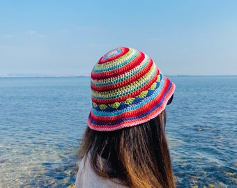 Crochet Bucket hat,Cottton summer hat, Boho Bucket for women, Beach hat,Summer hat,Handmade Bucket Hat