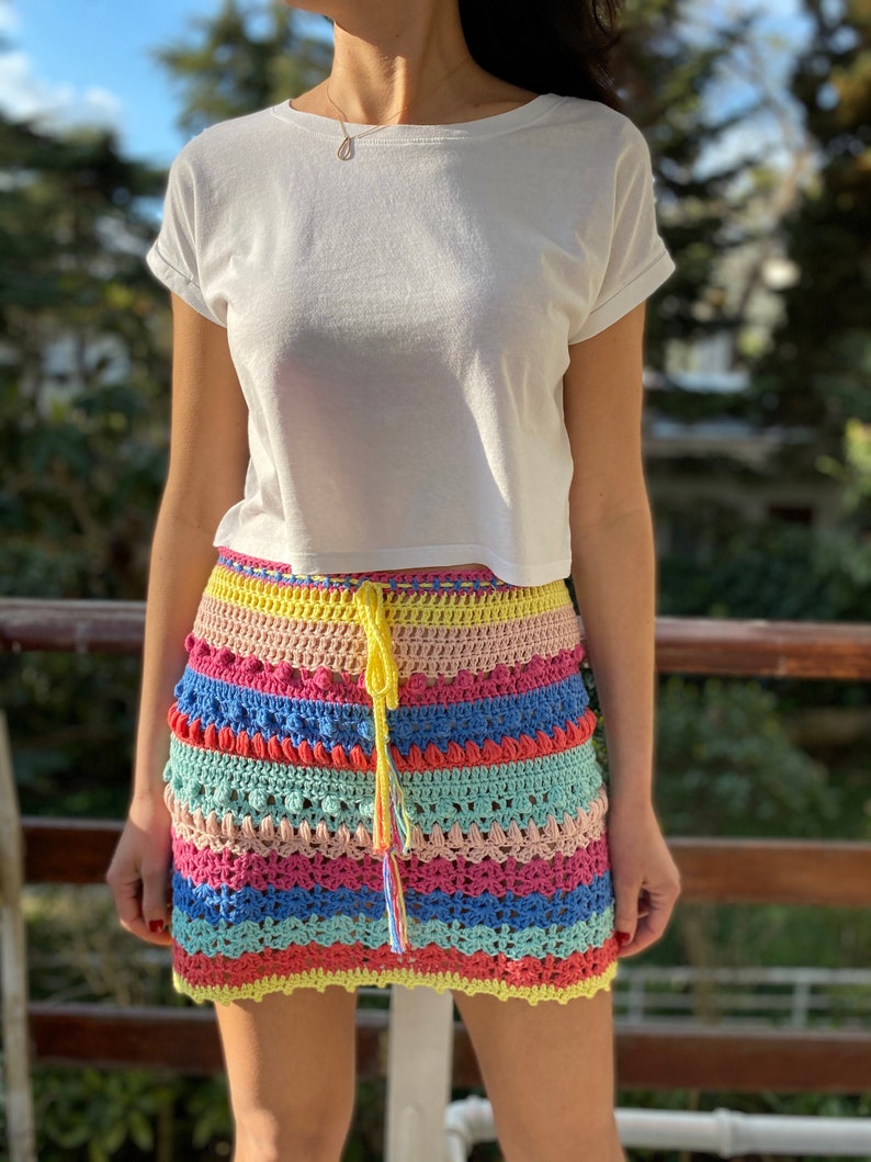 Colorful Crochet Mini SkirtCrochet Skirt Mini Crochet skirt image 1