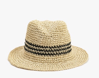 Raffia Stripe Bucket hat,Colorful Handmade Bucket Hat,Boho Bucket hat for women, Crochet Bucket Hat