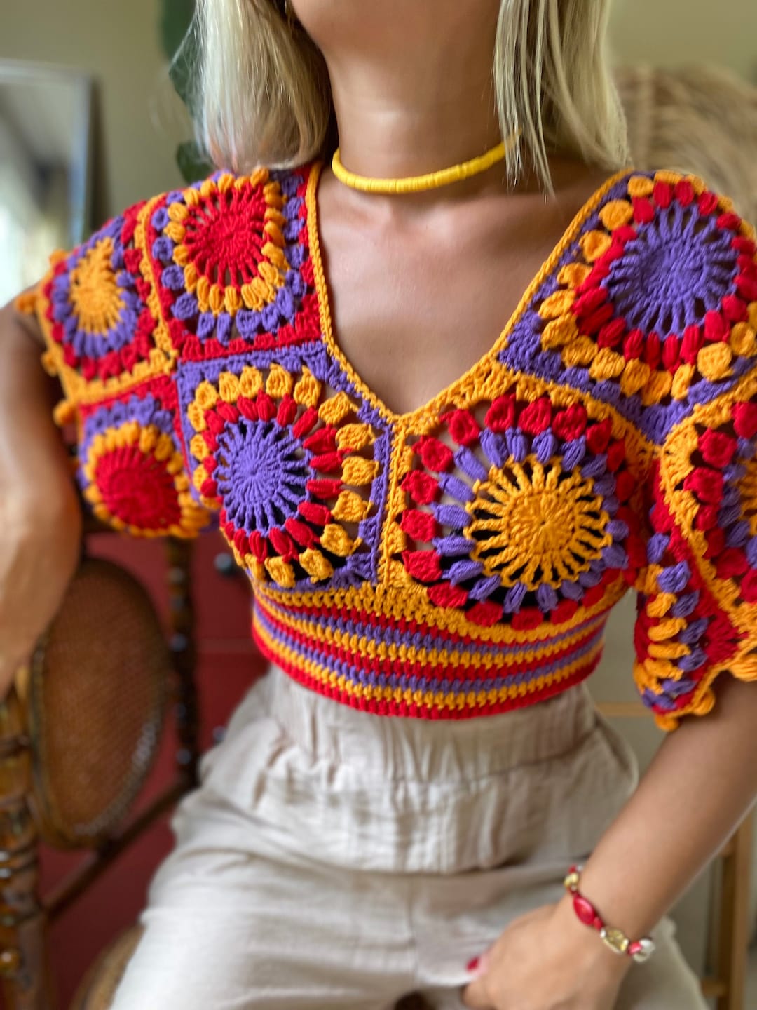 leinwande Fruits Mix Crochet Top ラインヴァンド レディース