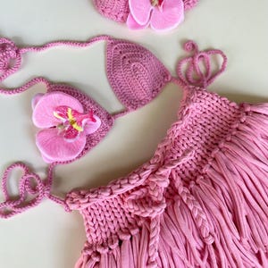 3 Pieces Baby Girl Crochet Set,Baby Girl Boho Beachwear Set,Crochet Bikini Set, Gift for her