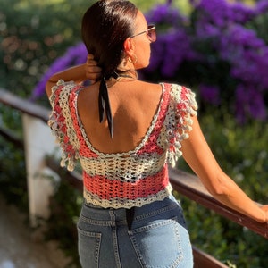 Crochet crop top, Summer Top, Handmade Crop Top image 6