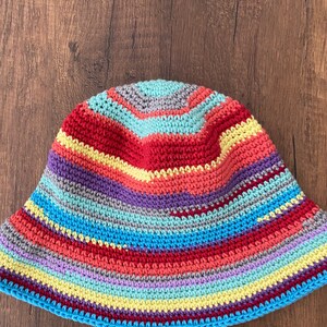 Crochet Bucket hat,Cottton summer hat, Boho Bucket for women, Beach hat,Summer hat,Handmade Bucket Hat image 6